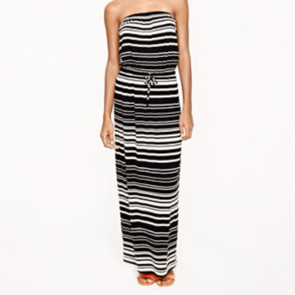 J Crew Navy Cream White Stripe Maxi Long Dress S